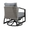 Armen Living Aileen 3 Piece Patio Outdoor Swivel Seating Set in Black Aluminum with Gray Wicker and Cushions 840254332645 - alternate 10
